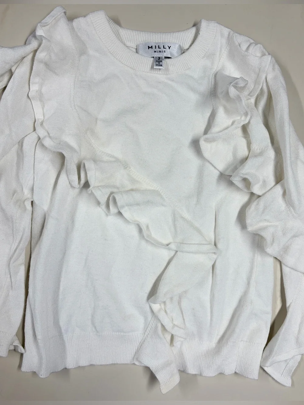 Milly Minis White Ruffle Knit Top